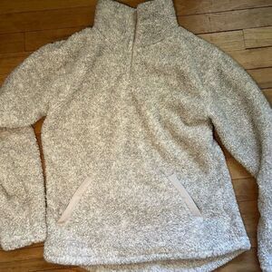 Daisy Fuentes Grey Sherpa Fleece Pullover Quarter Zip Size S
